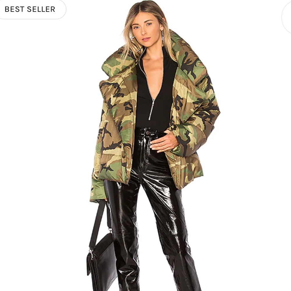Norma Kamali Sleeping Bag Camo Coat XS/S $540